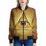 Masonic Eye Sight Print Women's Bomber Jacket