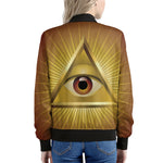 Masonic Eye Sight Print Women's Bomber Jacket
