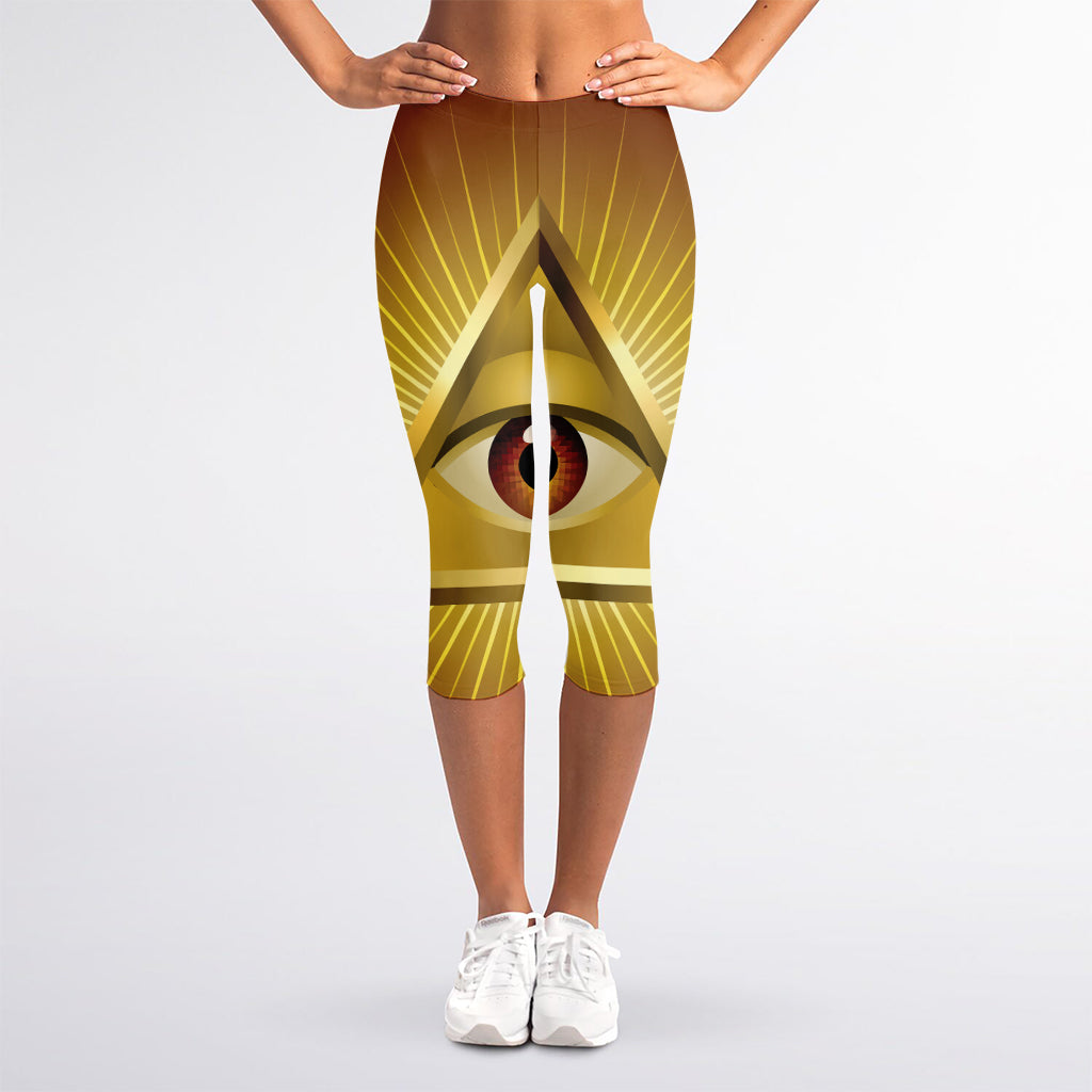Masonic Eye Sight Print Women's Capri Leggings