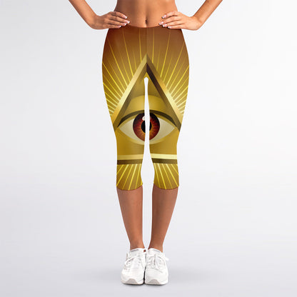 Masonic Eye Sight Print Women's Capri Leggings
