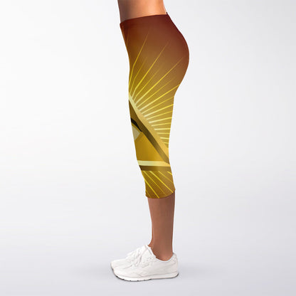 Masonic Eye Sight Print Women's Capri Leggings