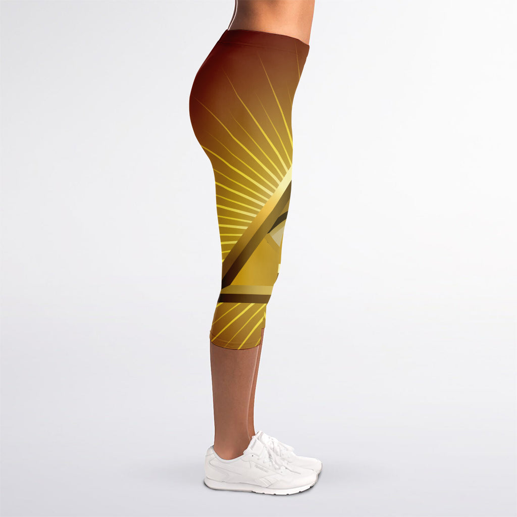 Masonic Eye Sight Print Women's Capri Leggings