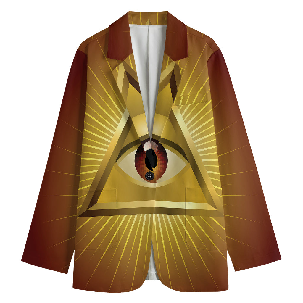 Masonic Eye Sight Print Women's Cotton Blazer