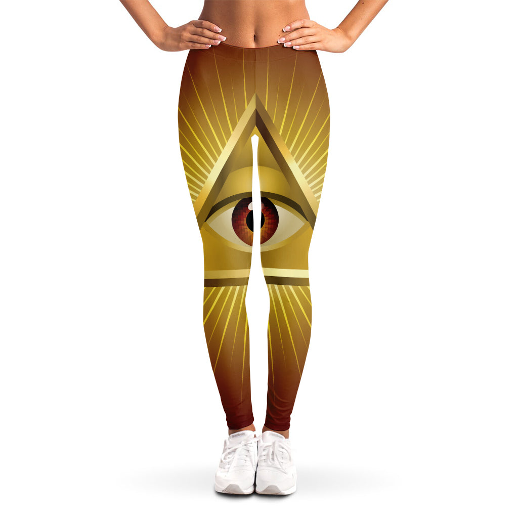 Masonic Eye Sight Print Women's Leggings