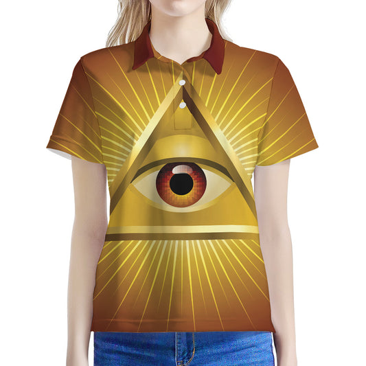 Masonic Eye Sight Print Women's Polo Shirt