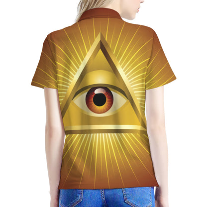 Masonic Eye Sight Print Women's Polo Shirt