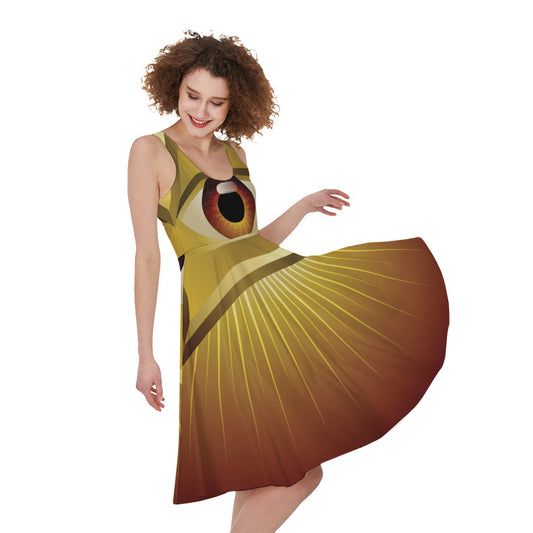 Masonic Eye Sight Print Women's Sleeveless Dress