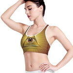 Masonic Eye Sight Print Women's Sports Bra