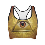 Masonic Eye Sight Print Women's Sports Bra