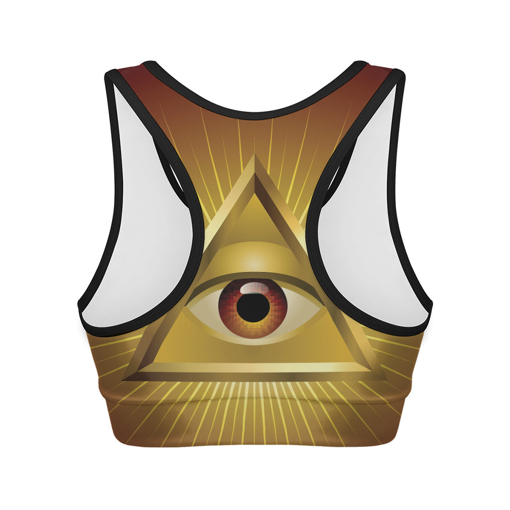Masonic Eye Sight Print Women's Sports Bra