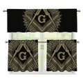Masonic Freemasonry Print 3 Piece Kitchen Curtains