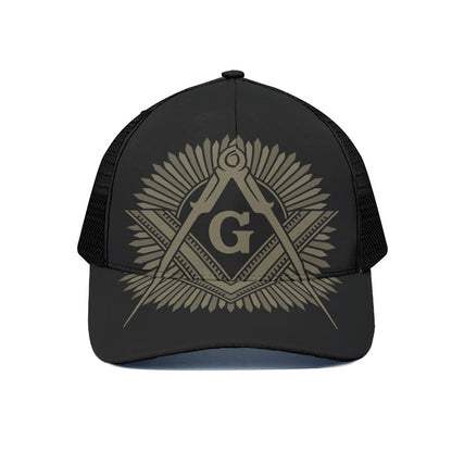 Masonic Freemasonry Print Black Mesh Trucker Cap