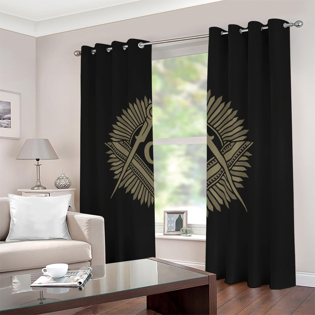 Masonic Freemasonry Print Blackout Grommet Curtains