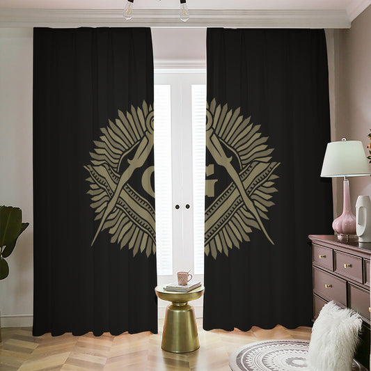 Masonic Freemasonry Print Blackout Pencil Pleat Curtains
