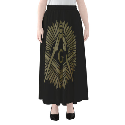 Masonic Freemasonry Print Chiffon Maxi Skirt