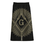 Masonic Freemasonry Print Cotton Front Slit Maxi Skirt