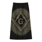 Masonic Freemasonry Print Cotton Front Slit Maxi Skirt