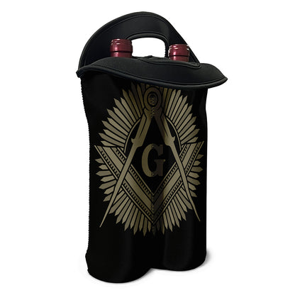 Masonic Freemasonry Print Double Neoprene Wine Tote