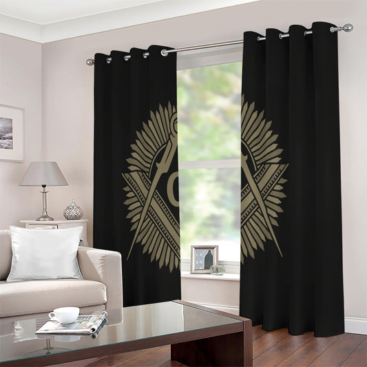 Masonic Freemasonry Print Extra Wide Grommet Curtains