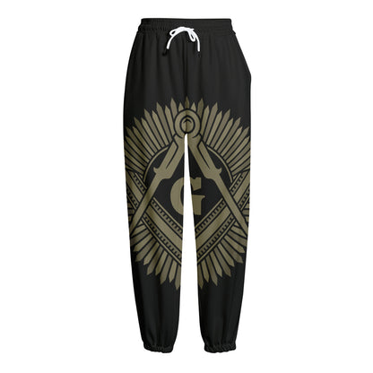 Masonic Freemasonry Print Fleece Lined Knit Pants