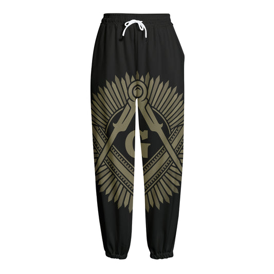 Masonic Freemasonry Print Fleece Lined Knit Pants