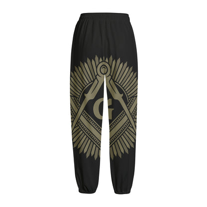 Masonic Freemasonry Print Fleece Lined Knit Pants