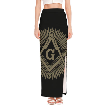 Masonic Freemasonry Print High Slit Maxi Skirt