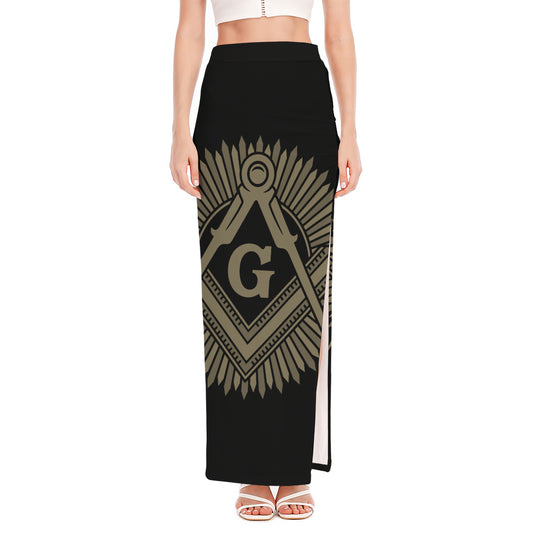 Masonic Freemasonry Print High Slit Maxi Skirt