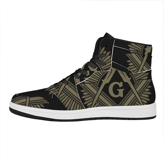 Masonic Freemasonry Print High Top Leather Sneakers