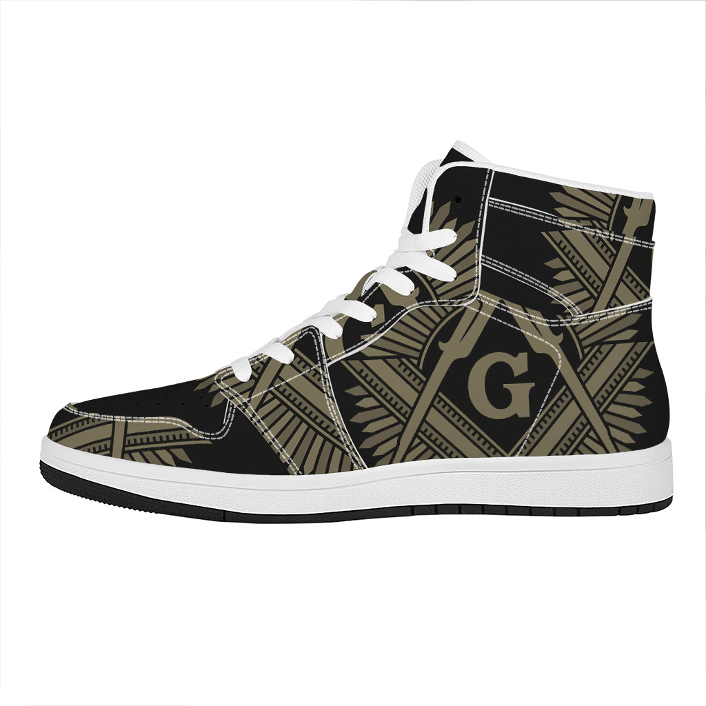 Masonic Freemasonry Print High Top Leather Sneakers