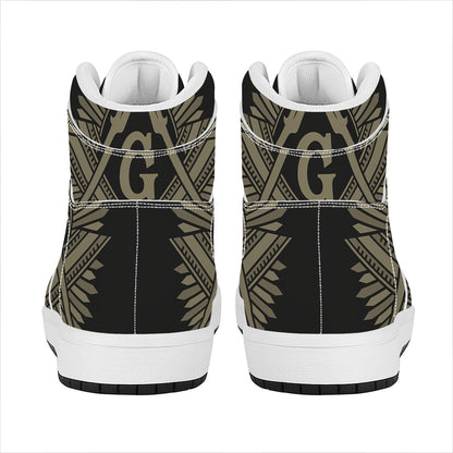 Masonic Freemasonry Print High Top Leather Sneakers