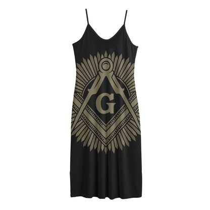 Masonic Freemasonry Print Jersey Midi Cami Dress