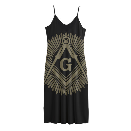 Masonic Freemasonry Print Jersey Midi Cami Dress