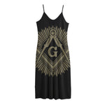 Masonic Freemasonry Print Jersey Midi Cami Dress