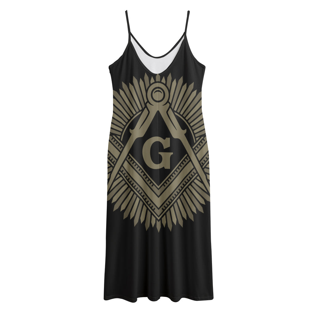 Masonic Freemasonry Print Jersey Midi Cami Dress