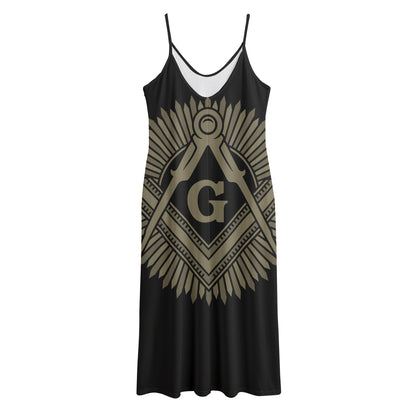Masonic Freemasonry Print Jersey Midi Cami Dress
