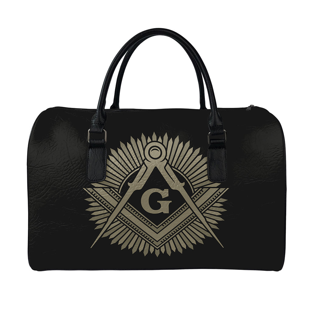 Masonic Freemasonry Print Leather Duffle Bag