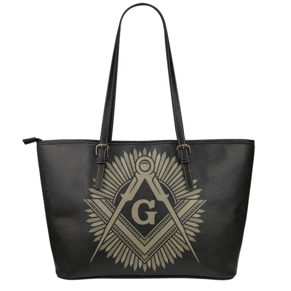 Masonic Freemasonry Print Leather Tote Bag