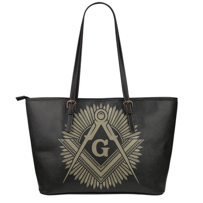 Masonic Freemasonry Print Leather Tote Bag