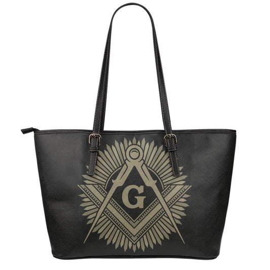 Masonic Freemasonry Print Leather Tote Bag
