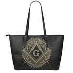 Masonic Freemasonry Print Leather Tote Bag