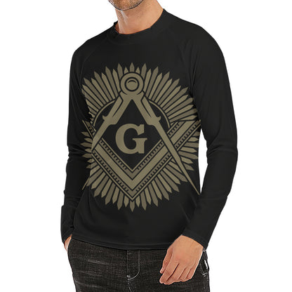Masonic Freemasonry Print Men's Long Sleeve Rash Guard