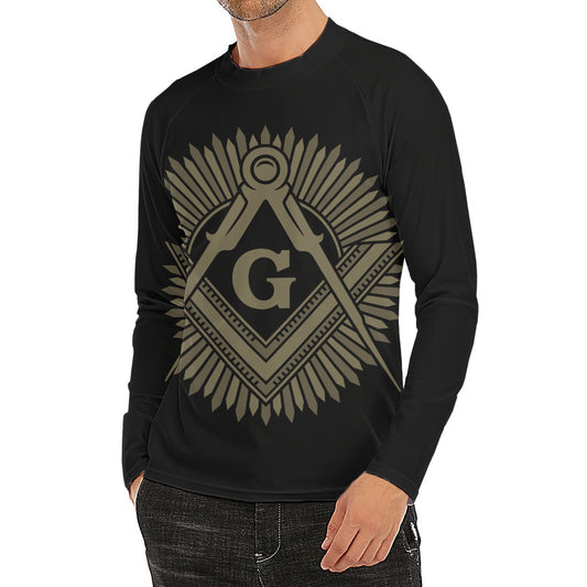Masonic Freemasonry Print Men's Long Sleeve Rash Guard
