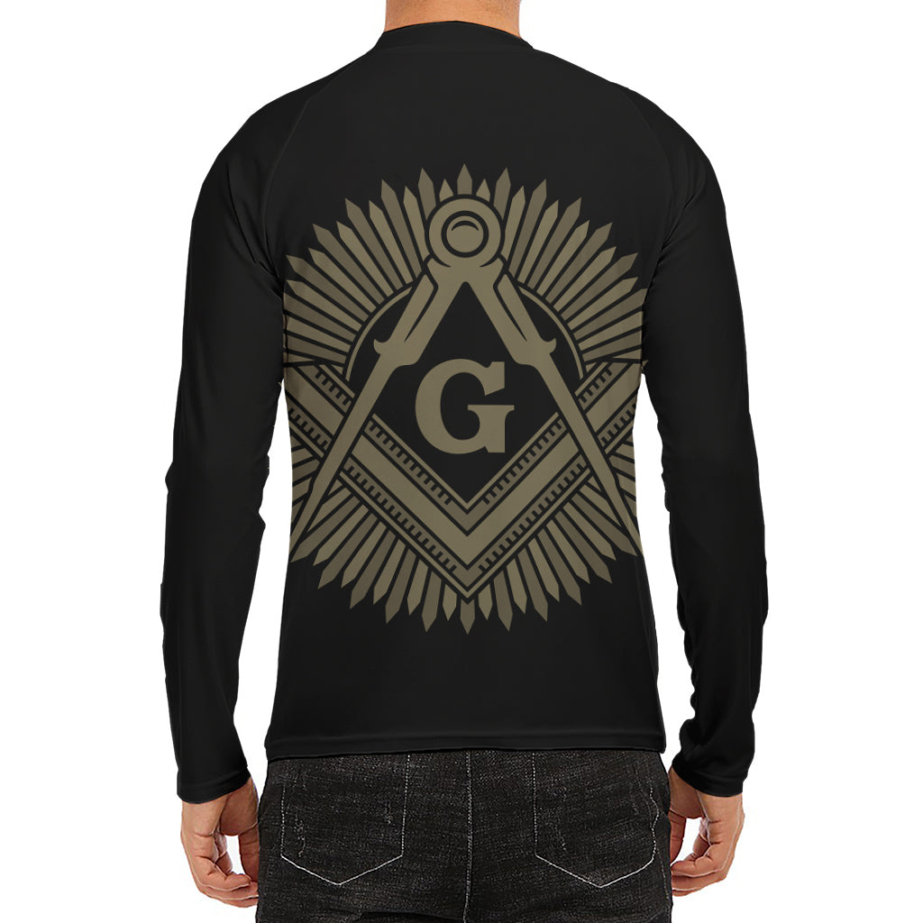 Masonic Freemasonry Print Men's Long Sleeve Rash Guard