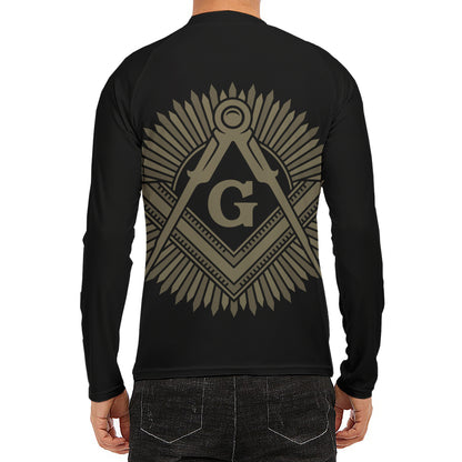 Masonic Freemasonry Print Men's Long Sleeve Rash Guard