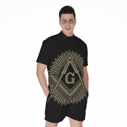 Masonic Freemasonry Print Men's Rompers