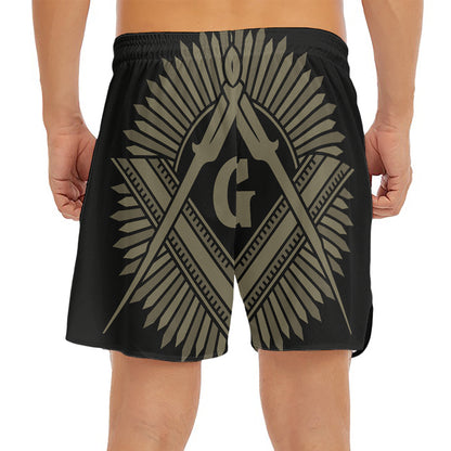 Masonic Freemasonry Print Men's Split Running Shorts