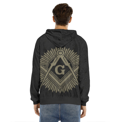Masonic Freemasonry Print Men's Velvet Pullover Hoodie