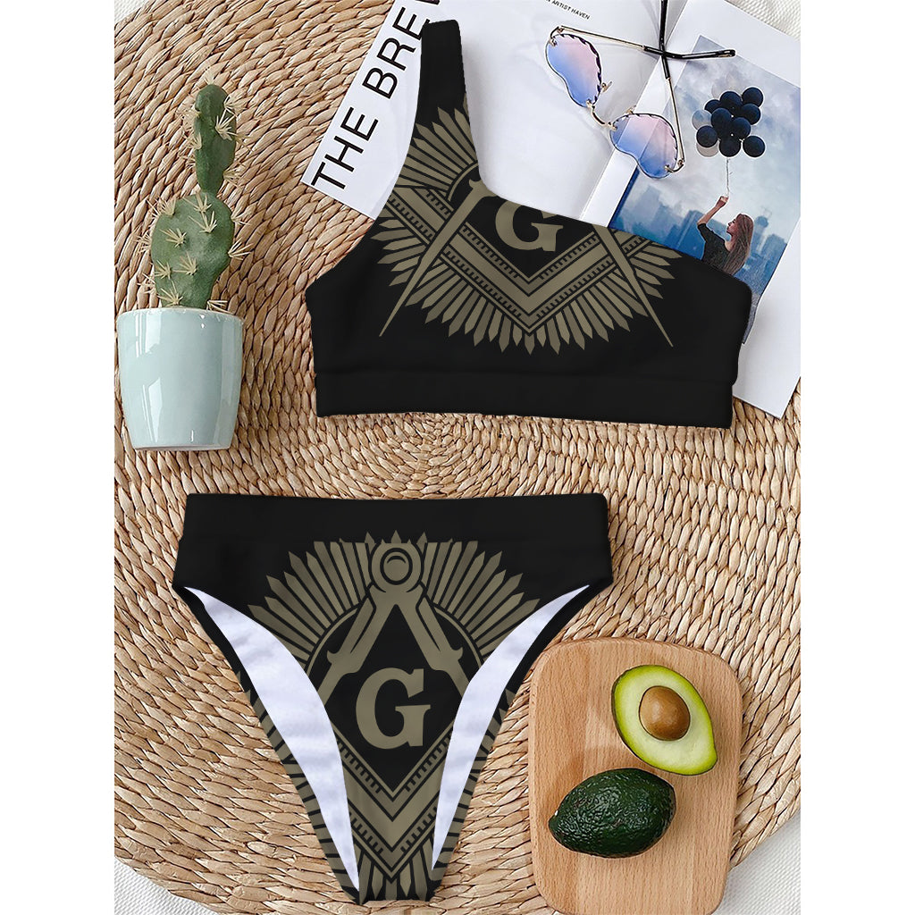 Masonic Freemasonry Print One Shoulder Bikini Top