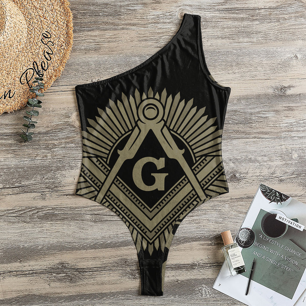 Masonic Freemasonry Print One Shoulder Bodysuit